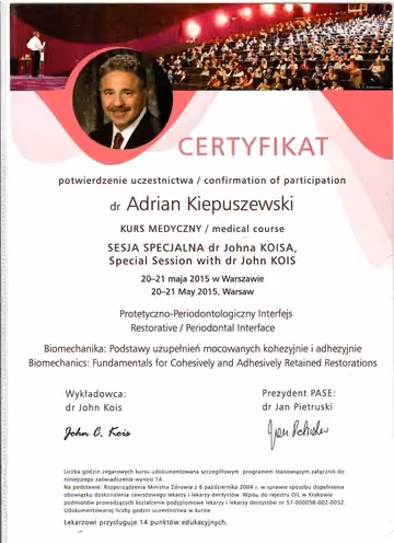 Special session with Dr John Kois – prosthodontics, periodontics and biomechanics