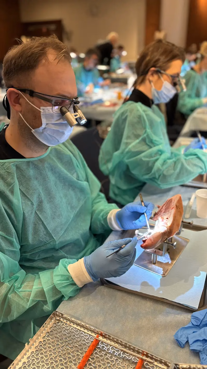 Adrian Kiepuszewski during hands-on dental training